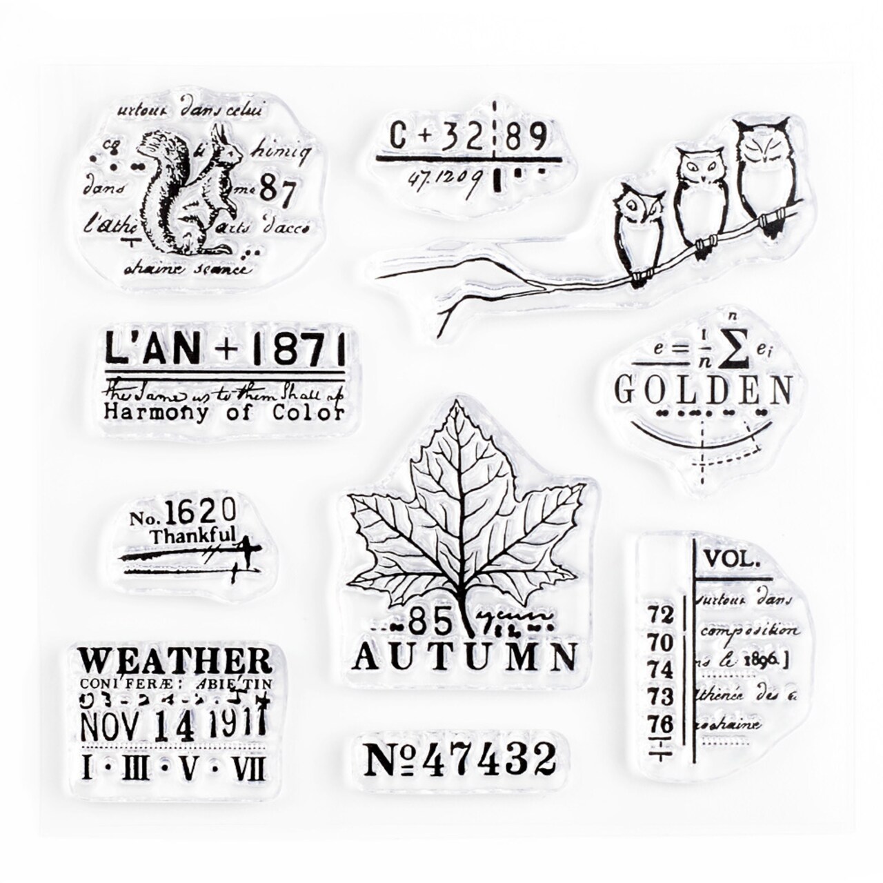 Autumn Vintage Small Clear Stamps 4x4 inch by Wintertime Crafts